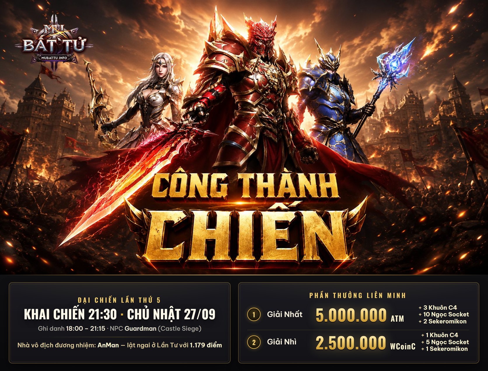 Công Thành Chiến — Đại Chiến Lần Thứ Năm tại Lâu Đài Loren, máy chủ Season 4 MU Bất Tử