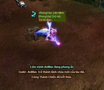 Màn hình trong game lúc trận kết thúc: Liên minh AnMan đang phong ấn; Guild AnMan trở thành lãnh chúa mới của lâu đài; Công Thành Chiến đã kết thúc.