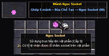 Tooltip Mảnh Ngọc Socket và Ngọc Socket